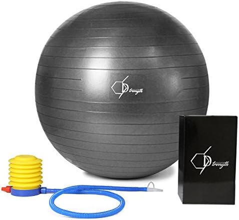 Exercise Ball | Professionally Tested | 660 lb Anti Burst &amp; Anti Slip | Strength Yoga &amp; Pilates | Home Gym | Active Office Work Desk Chair | Includes Pump | Eco Friendly | 55 65cm
