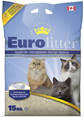 Eurolitter Scoopable Cat Litter Baby Powder Scent 15 KG (33-Pounds)