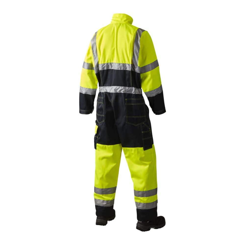 J.A.K. 111088503 Series 11108 70% Polyester/30% Cotton Work Suit, EN 20471, Class 3, Yellow/Navy, L Size, Yellow, Navy - Image 3