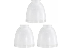 SEWTEROLYN 3-Pack White Linen Frosted Bell Glass Shade Replacements, Ceiling Fan Light Covers Glass Globes Lampshades for Chandelier Vanity Lights Wall Sconces, 1.61" Fitter Size, 5" high x 4.7" diameter