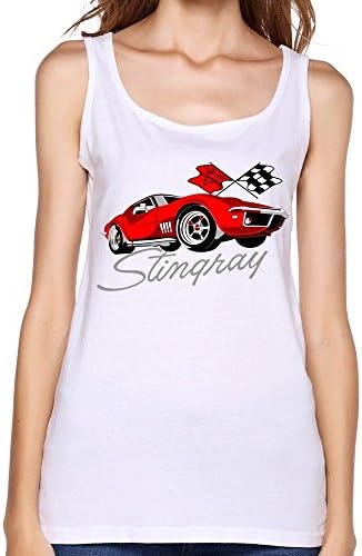 DeMai Women's O-Neck Corvette Tank Tops Shirt XL White