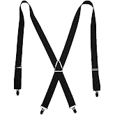 CTM Men's Elastic X-Back Suspenders with Silver Hardware