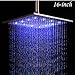 Rozin 16-inch Brushed Nickel Brass Rain Shower Head LED Colors Top Sprayer