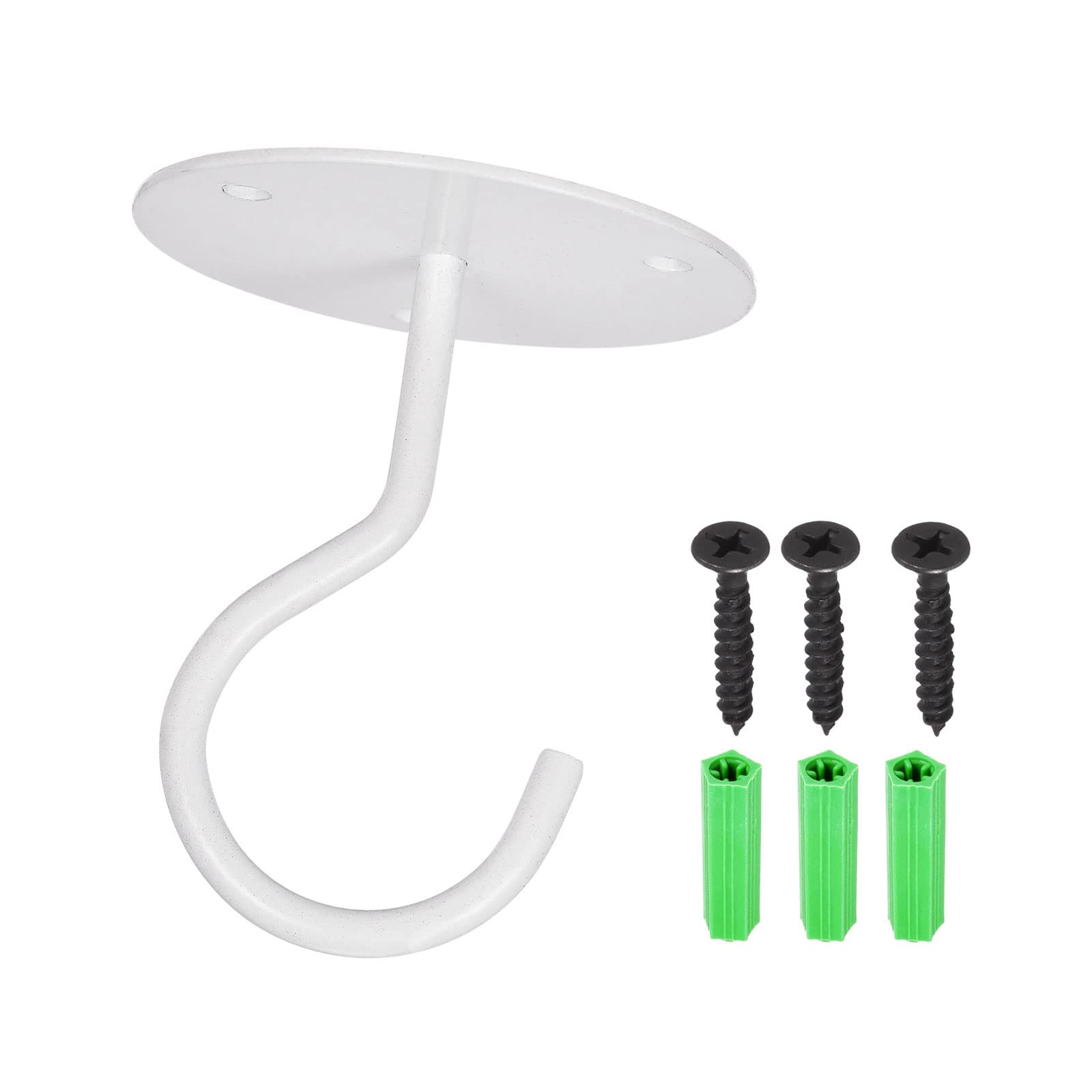 YOKIVE 3 Pcs Ceiling Hanging Hook, Heavy Swag Hook with Round Plate Hanging Plants, Great for Office, Home, Daily Use (White, 2.6x3-Inch)