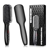 CHARMINER Beard Straightener Brush for Men, Ionic Hair Straightening Brush and Beard Brush for Home & Travel, Electrical Heated Hair Straightening Brush-Dad, Husband and Boyfriend Gifts