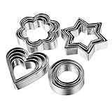 Home Value 12pc Metal Cookie Cutters: 3 Stars Shape, 3 Flowers Shape, 3 Round Shape, 3 Hearts Shape Model: (Home & Kitchen) Silver
