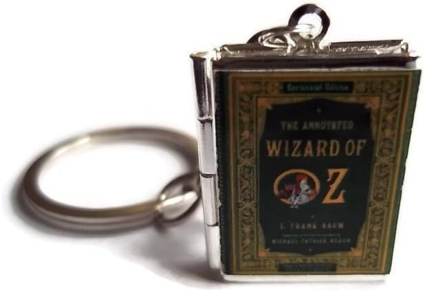 Halo Accessories Silver plated Wizard of Oz miniature open Locket Book pendant keyring