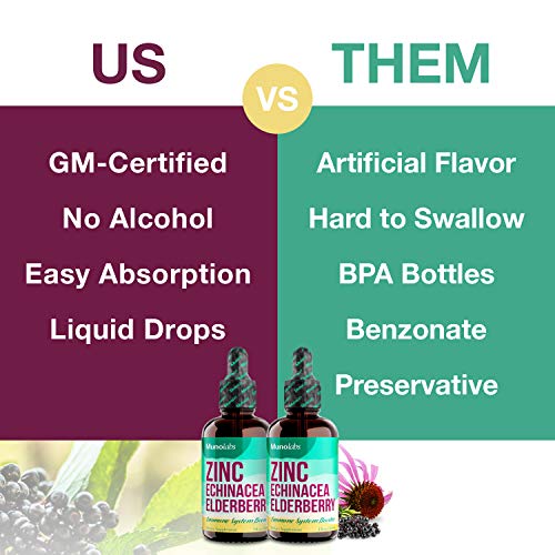 3in1 Zinc Supplement with Elderberry and Echinacea, Ionic Liquid Zinc