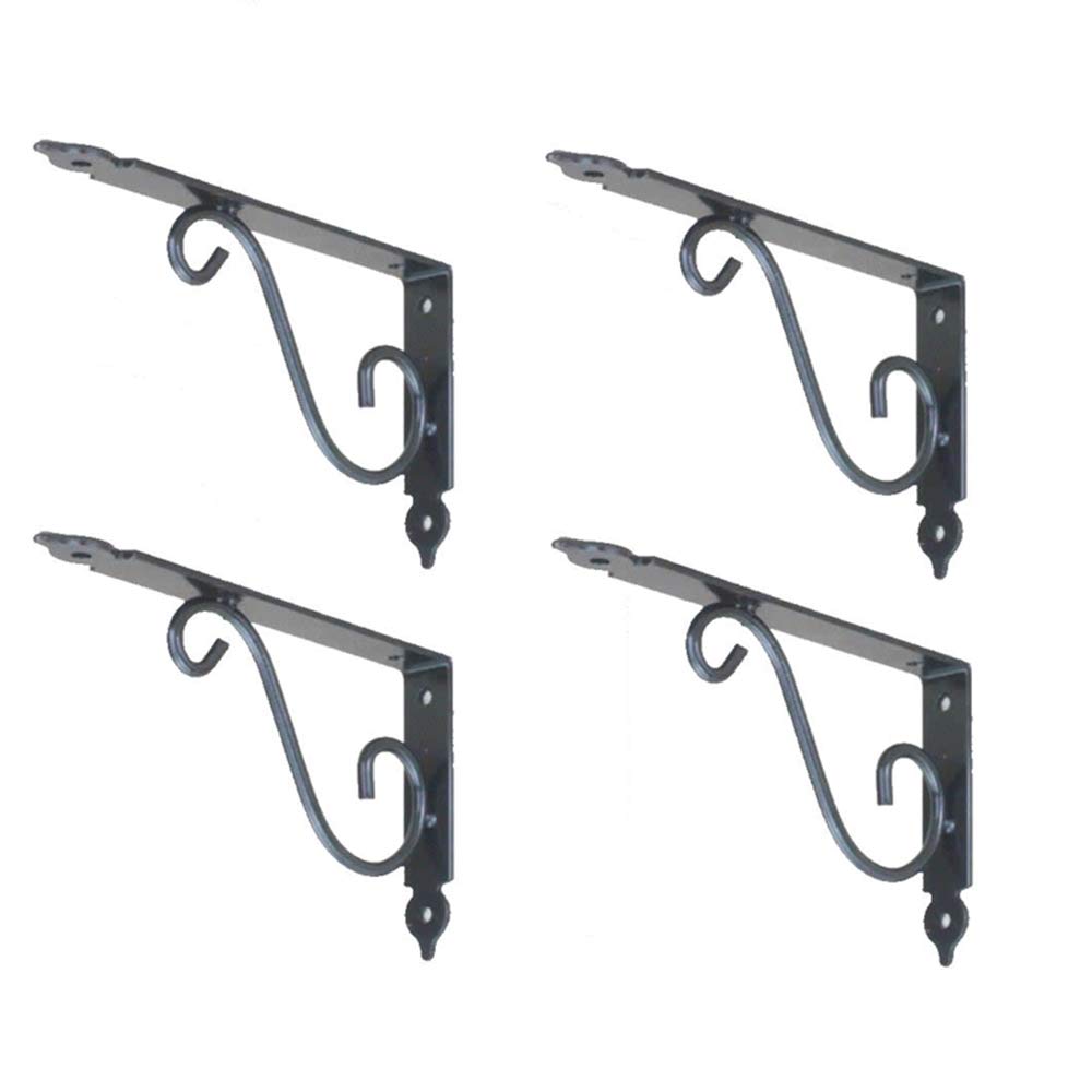 Youery 4 Pcs Heavy Duty Shelf Brackets,150 x 110mm Floating Shelves Tripod Triangle Shelf Brackets,90 Degree Angle Wall Mounted Shelf Supporter Bracket Frame,Black