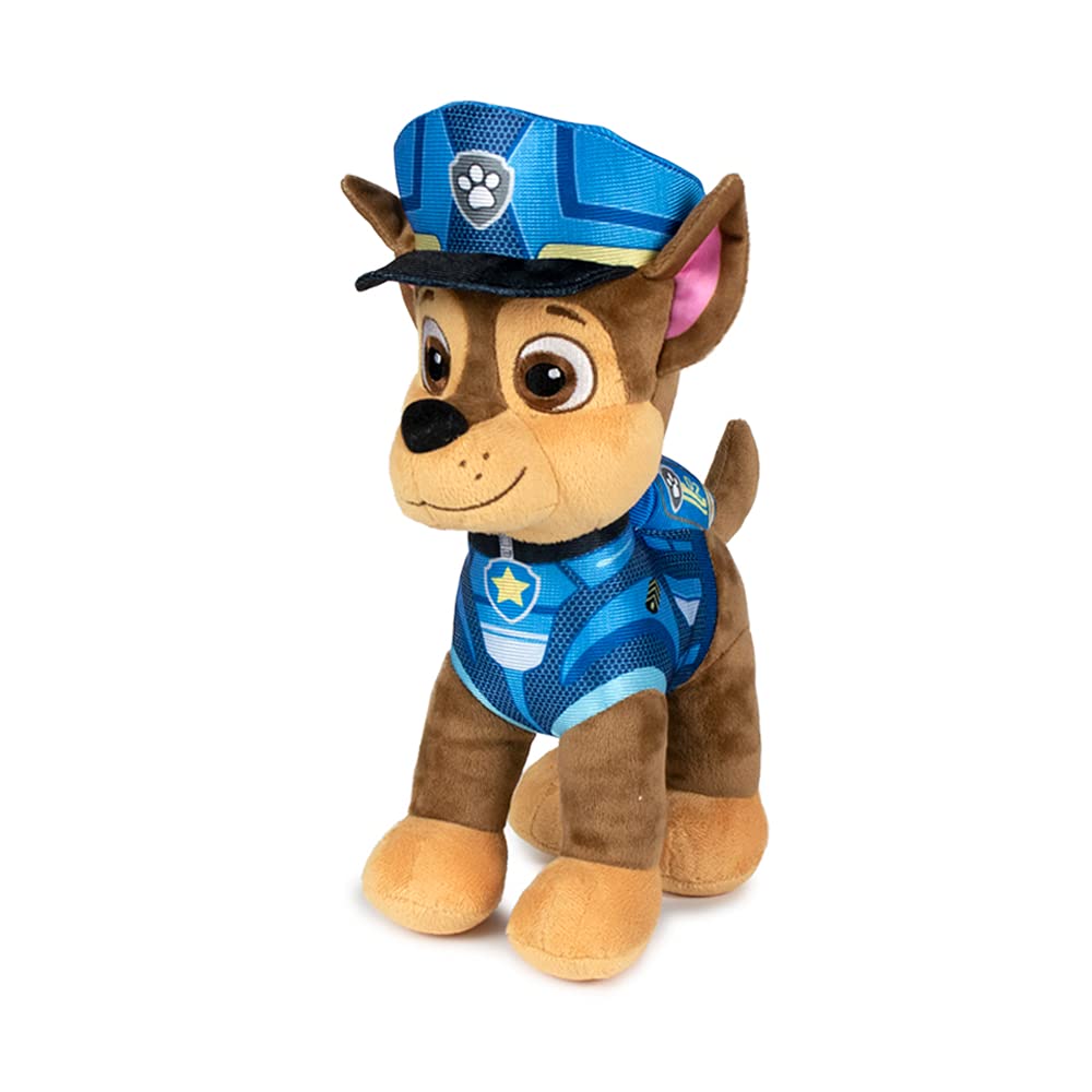 Paw Patrol The Movie of the Film Various Plush Figures 27 cm Chase, Marshall, Liberty, Skye, Rubble, Cuddly Toy Original Licensed Product for Children, Braver Than Ever - Cinema Film 2021 (Chase)