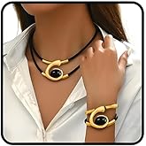 Gold Jewelry Set, Silver Black Boho Western Double Layered Chunky Vintage Pendant Necklace Stack Trendy Adjustable Non Tarnish Bracelet Cowgirl Dainty Hypoallergenic Earrings Jewelry Sets For Women