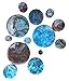 PAIR 8G-38mm Blue Agate Stone Plugs Tunnels Gauges Double Flare Organic Brown White