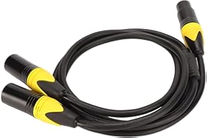 XLR Splitter Cable, Female to Dual Male 3 Pin Noiseless Low Loss Y Cord with 24k Gold Plated Connectors, for Mic Speaker Mixe