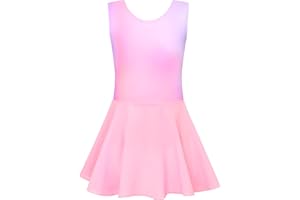 TENVDA Girls Ballet Leotards with Skirt Sparkly Sleeveless Gymnastics Dance Dresses Outfit (Toddler/Little Kid/Big Kids)