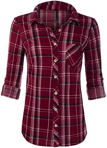JJ Perfection Womens Long Sleeve Collared Button Down Plaid Flannel Shirt