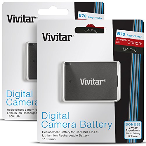(2 Pack) Vivitar LP-E10 Ultra High Capacity 1100mAh Li-ion Battery for CANON REBEL T6 T5 T3, EOS 1100D 1200D 1300D DSLR (Canon LP-E10 Replacement) (2 Pack) Vivitar LP-E10 Ultra High Capacity 1100mAh Li-ion Battery for CANON REBEL T6 T5 T3, EOS 1100D 1200D 1300D DSLR (Canon LP-E10 Replacement)