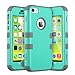 ULAK iPhone 5C Case, Shockproof Soft Silicone Rubber Hard Plastic Hybrid Heavy Duty Protection Kidproof High Impact Case Cover for Apple iPhone 5C-Glossy Mint/Grey