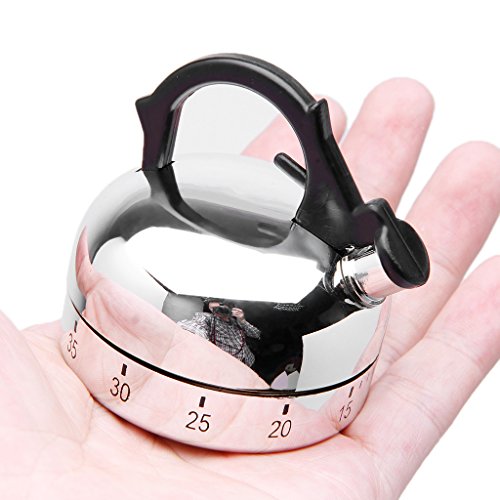 Qisuw Kitchen Cooking 60-Minute Countdown Mechanical Alarm Timer Clock Kettle Shape