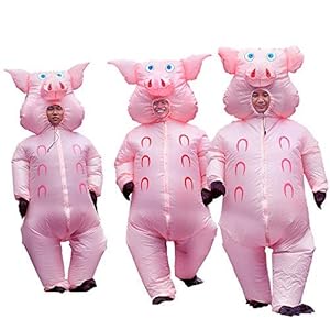 Inflatable Pig Costume Adult Cosplay Clothes Valentine's Day Funny Party Parade 1PC (Pink Pig)