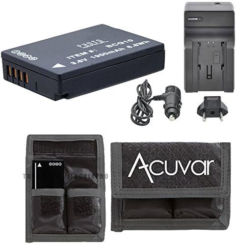DMW-BCG10 Replacement Battery + Car/Home Charger For Panasonic DMC-TZ19, DMC-TZ20, DMC-TZ25, DMC-TZ27, DMC-TZ30, DMC-TZ31, DMC-TZ35, DMC-TZ65, DMC-3D1 & More. + Acuvar Battery Pouch