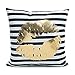 Kingla Home Black Stripes Golden Lip Pillow Covers Flannel Decorative Throw Pillow Cases 18 x 18 inch Cute Square Cushion Covers