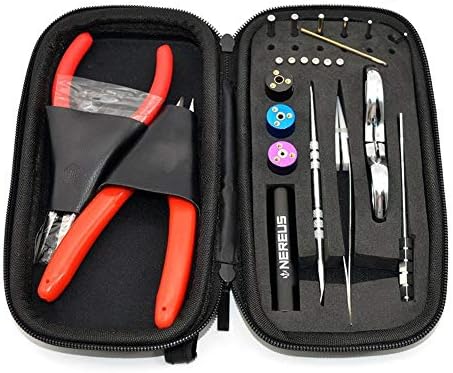 DIY Building Tool set - NEREUS Coil Jig Kits - General Household Tool Kits - English Tool manual,DIY Hand tools,Diagonal Pliers, Wire Cutter, Scissors, Screwdriver, Tweezer, Wire Case (9 in 1)
