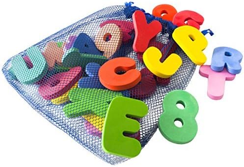Freddie and Sebbie Bath Toys, Non Toxic Luxury 36 Piece Set Bath Letters and Numbers with Toy Organizer by Freddie and Sebbie