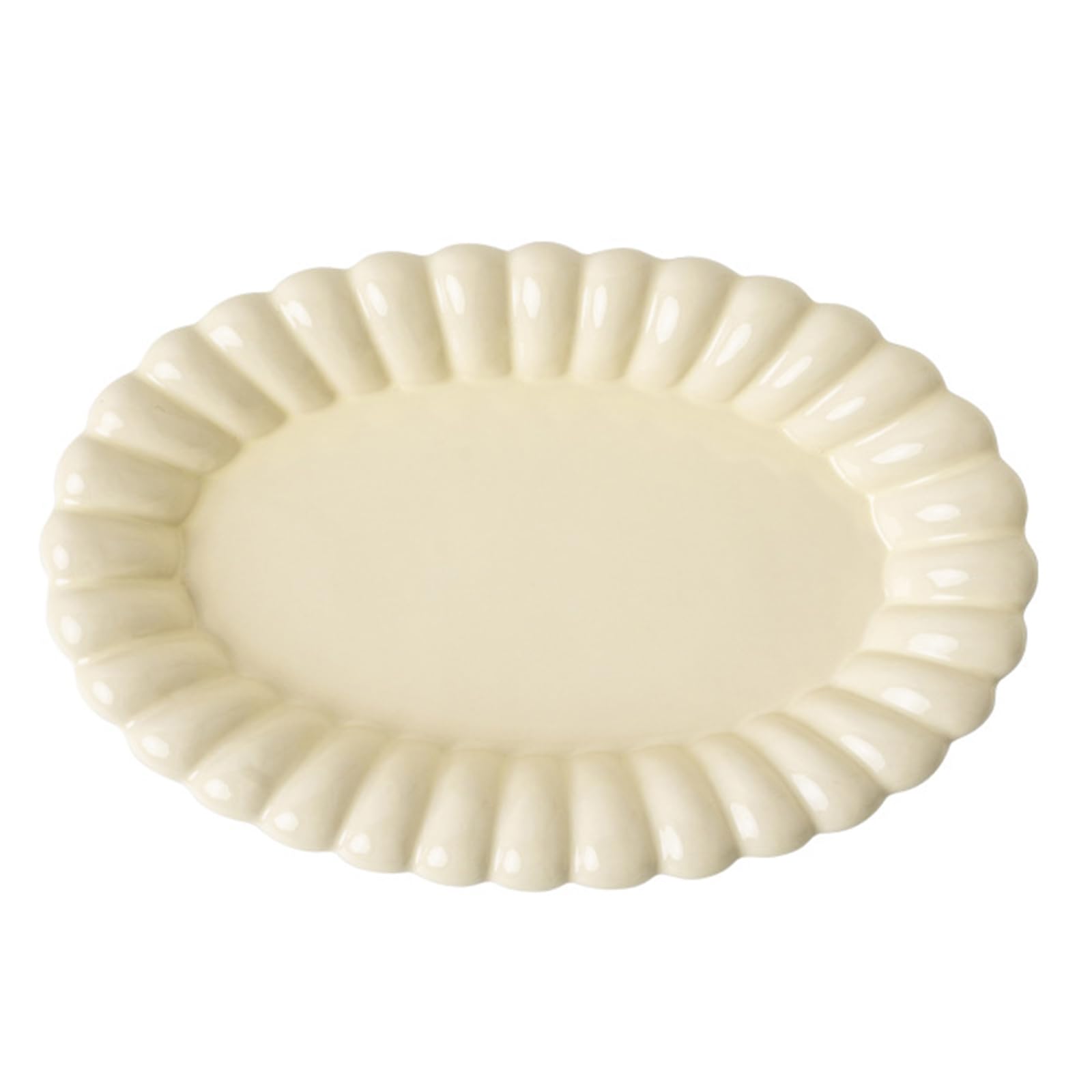 soulnioi Ceramic Dinner Plate, 12 Inch Salad Plates, Flower Oval Fruit Plate Dessert Appetizer Plate, Round Lunch Plates Multipurpose Tray Serving Plate for Kitchen