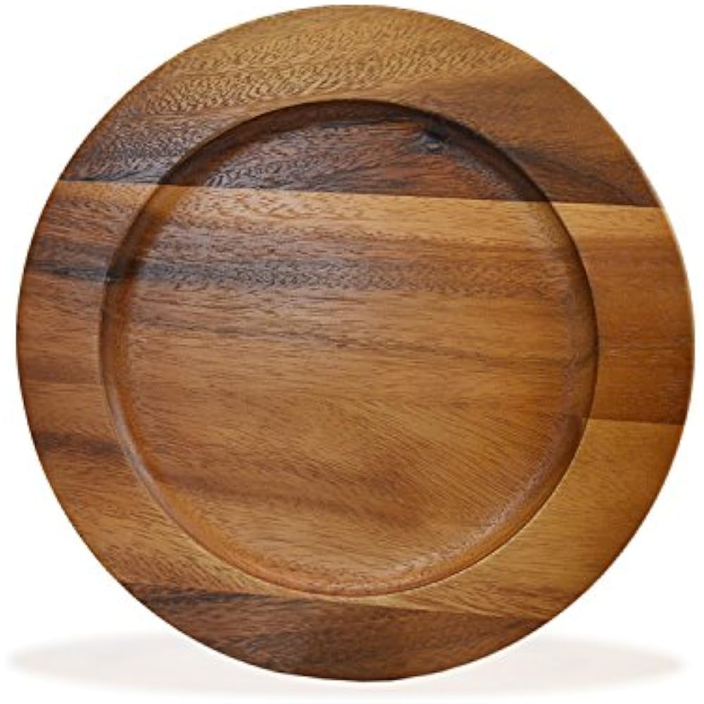 RoRo Classic Wood Charger Plates In Oak Stain Set Of 4, 12 Inch
