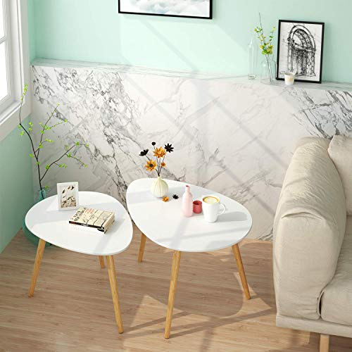 HOMFA Large Nesting Coffee Tables for Living Room, Drop Shape End Side Tables Sofa Console