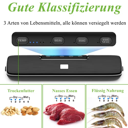 MOISTIP Vakuumierer Halten 8 x Länger Frisch Wasserdicht Trockene und Feuchte Lebensmittel Vakuumiergerät mit 15… – Bild 3
