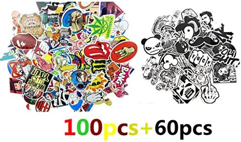 Sticker Pack Decals Vinyls for Laptop,Kids,Cars,Motorcycle,Bicycle,Skateboard Luggage,Bumper Stickers Hippie Decals bomb Waterproof Random 160Pcs