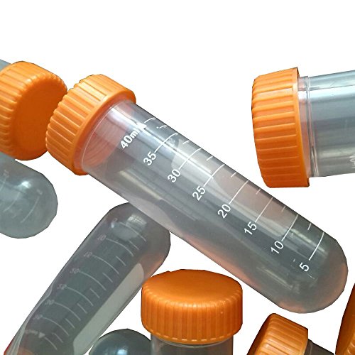 BIPEE 50ml Round Bottom Plastic Centrigue Tube Screw Cap Graduated