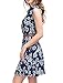 Allegra K Women's Valentine's Day Floral Printed Half Placket Knee Length Sleeveless Spring Belted Dress Large Dark Blue-Floral