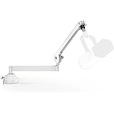 InnoGear Low Profile Mic Arm, 360° Rotatable Microphone Boom Arm Mic Stand for Fifine AM8 K669B Blue Yeti HyperX QuadCast SoloCast AT2020, with Mic Clip 3/8" to 5/8", 3/8" to 1/4" Adapter, White