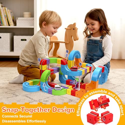 Last Page® Magnetic Electric Train Set for Kids 3–8, Modular 3D Tracks with Gravity-Defying Motorized, STEM Building Toy for Creative Learning, Electric Set Gift for Boys and Girls (121)