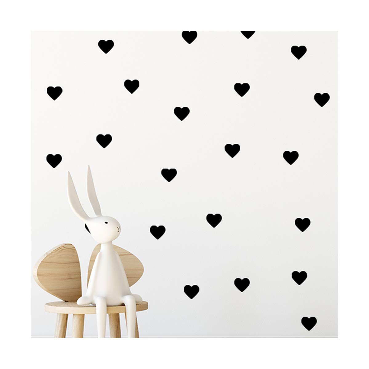 StickerDeen | Heart Shape Decoration Removable Wall Art Vinyl Decal Stickers | (Pack of 80) (Black)