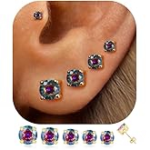 5 Pairs 14K Gold Plated Stud Earrings for Women, Hypoallergenic Earring Sets for Multiple Piercing, Premium Cubic Zirconia Studs Earrings for Women