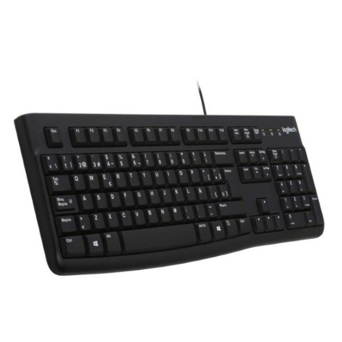 Logitech K120 wired business keyboard for Windows and Linux, USB port, quiet typing, rugged, spill-proof, CH QWERTZ czech keyboard