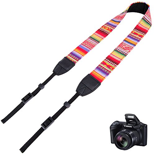 Wolven DSLR/SLR Camera Neck Shoulder Strap Belt Canvas Digital Camera Strap For Nikon Canon Samsung Pentax Sony Olympus Leica ETC (Red Stripe Pattern)