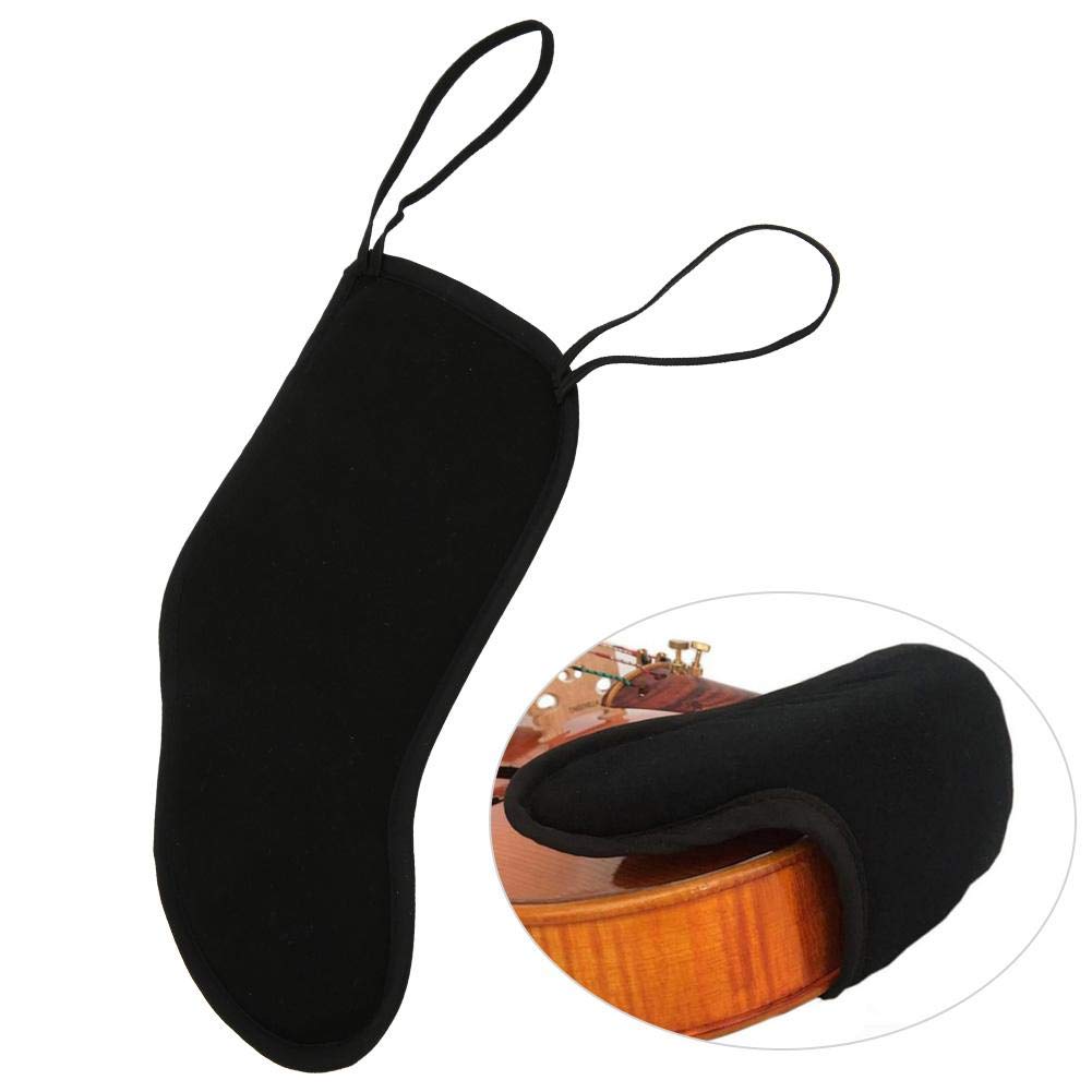 4/4-4/3 Violin Chin Rest Pad Protector, Violin Chin Shoulder Rest Black Flannelette Pad Musical Instrument Accessories