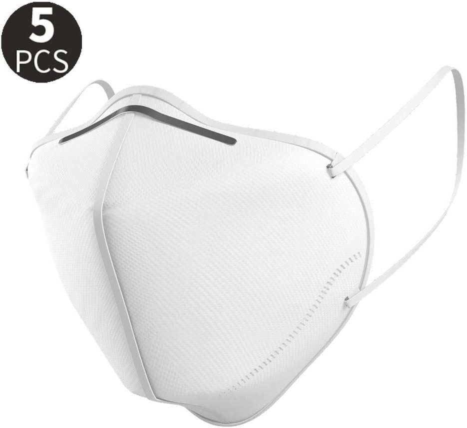 KN95 Dust Mask, Vertical Folding Safety Face Mask, 5PCS XPRO Disposable Air Filter Masks for Construction, Home, Traffic Dust, Construction, Cleaning. CE FFP2 Certified White