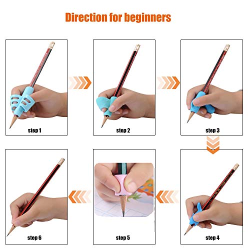 Pencil Writing Grips for Kids Handwriting 20 Pack Pencil Holder Utensils Pen Writing Aid Grip Posture Correction Tool with Comfortable Ergonomic Writing - Thumbnail 7