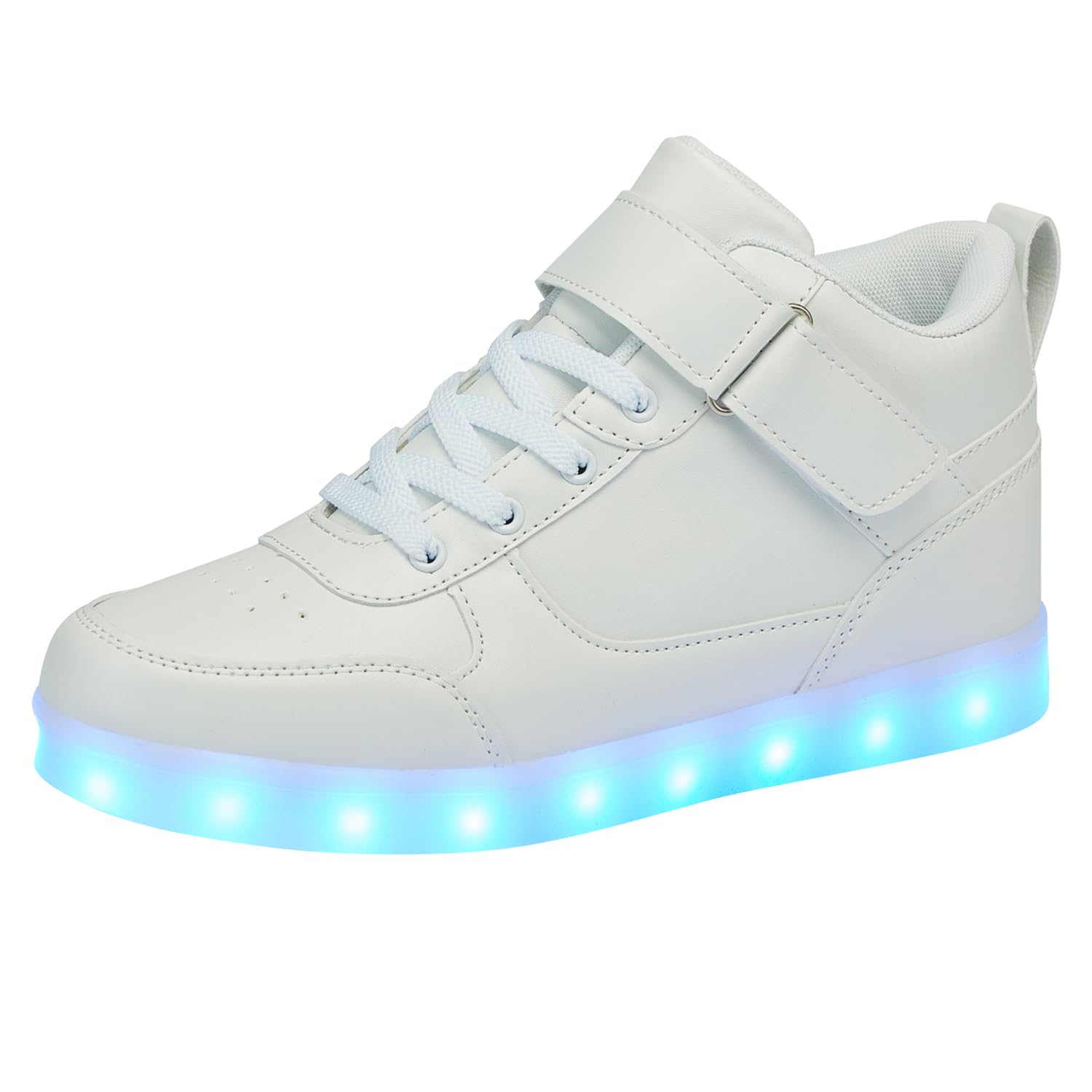 Photo 1 of (SIZE 45)  SANYES USB Charging Light Up Shoes Sports LED Shoes Dancing Sneakers SYDB551- White High Top-45