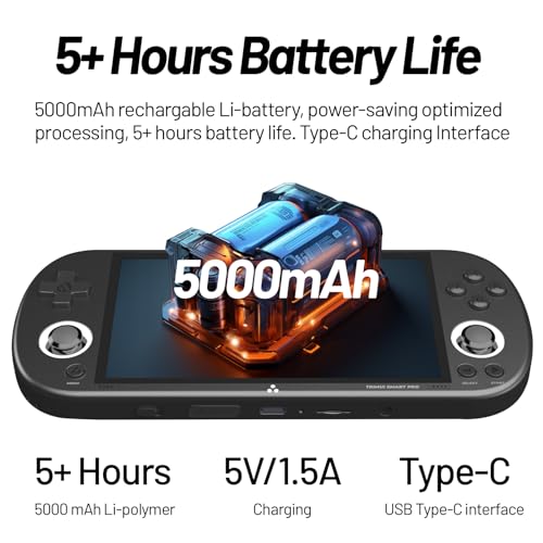 Trimui Smart Pro Retro Handheld Game Console, 5" IPS Screen Portable Game Console with 5000mAhBattery, Built in 128G TF Card &15000+ Games,Support WiFi Multiplayer Online Battle (White)