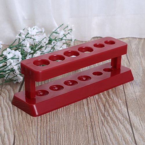 Milue 1pcTest Tube Holder 6 Hole Plastic Rack Red Stand Burette Stand Shelf Laboratory