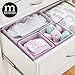 mDesign Fabric Drawer Divider Organizer Bin, Nursery/Bedroom Dresser, Closet, Shelf, Playroom Organization, Hold Clothes, Toys, Diapers, Bibs, Set of 3, 2 Pack, Wisteria Purple/White