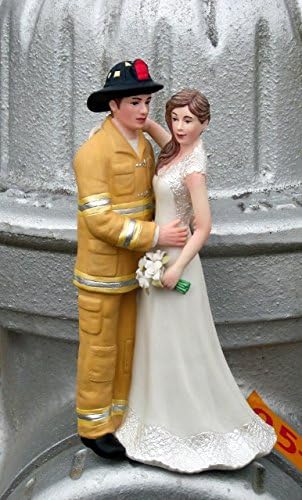 Magical Day B00CUIKB7C Firefighter Wedding Cake Topper44; Yellow &amp; Tan
