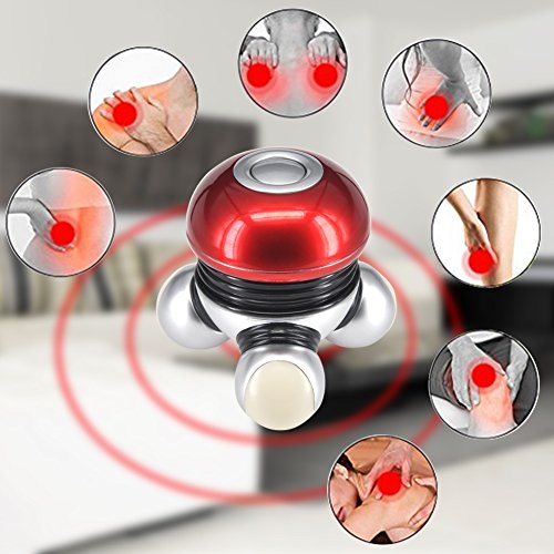 Hand Held Massager Mini Portable Body Vibrating Massage with Led Light Perfect for Hand Head Neck Back Legs Arms Face Pain Release with Gift Bag and Gift Card (Battery Operated)
