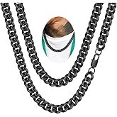 FaithHeart Chunky Miami Cuban Link Chain Necklace for Men - Gold Plated/Black Stainless Steel Hip Hop Chains Necklaces, 6/10/14mm Width 18/20/22/24/26/28 Inch Length, with Gift Box
